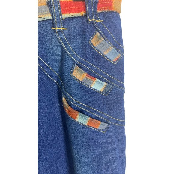 Vintage 70s Fredericks of Hollywood Suede Patchwork Denim Vest Set Medium - Picture 10 of 16